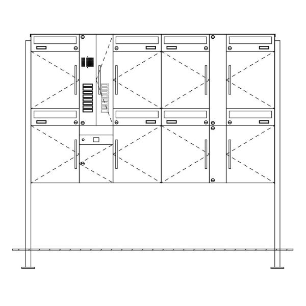 PAFORY Brief- und Paketkastenanlage für 8 Parteien mit Sprechfachvorrichtung, Barcode Scanner und Paketfächern - RAL nach Wahl